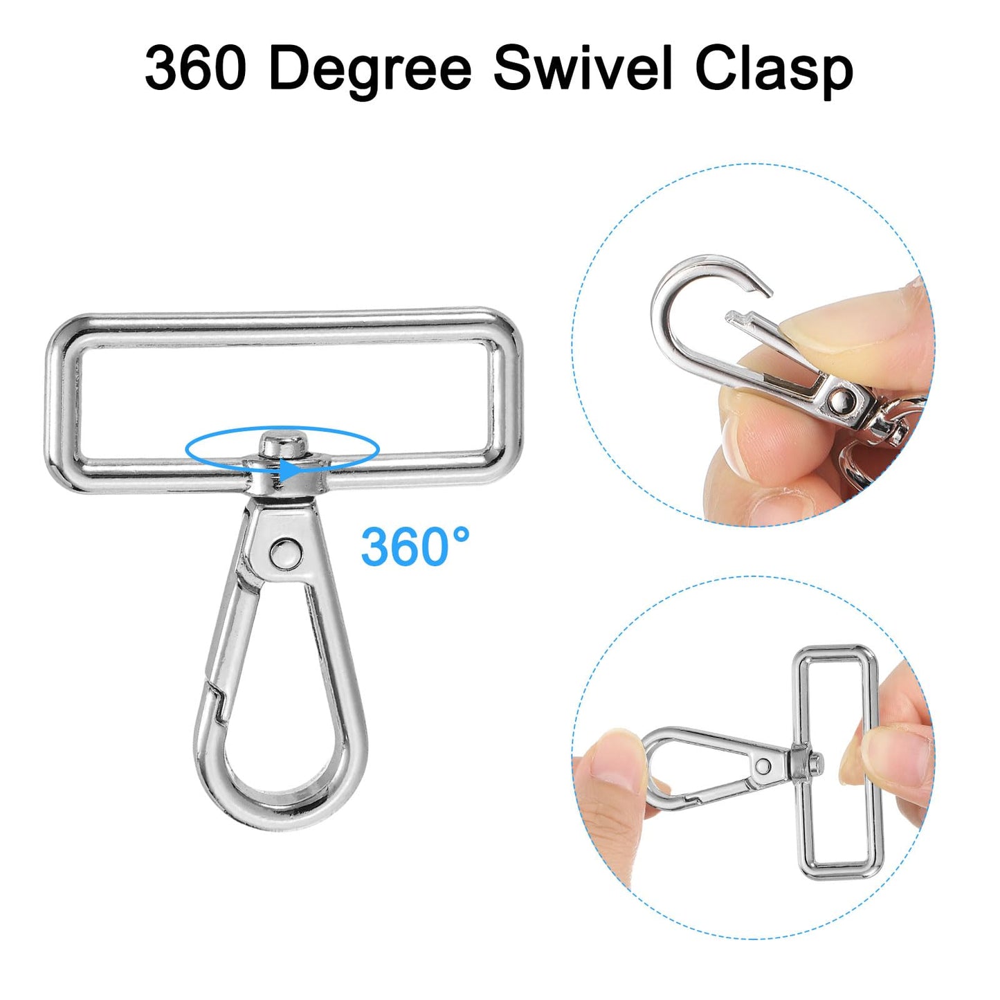 uxcell 15Pcs Swivel Clasps, 1.5 Inch D Ring Lobster Clasp Claw Metal Push Gate Snap Hook for Purse Making Keychain Belt Strap, Silver