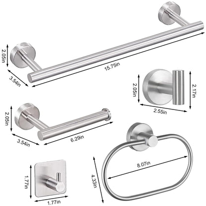 7-Piece Bathroom Accessories Set, Black Towel Rack Towel Holder Towel Bar, Towel Racks for Bathroom SUS304 Stainless Steel, Towel Holder Towel Rack Wall Mounted, Silver Towel Rack Bathroom
