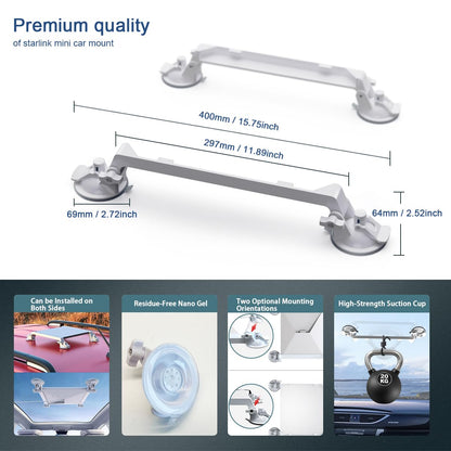 Starlink Mini Car Mount for Dashboard - iSmoothear Starlink Mini Suction Cup Mounting Kit for Windshield & Dashboard, Ensures Strong Hold, Stable Signal & Secure Driving for Most Vehicles