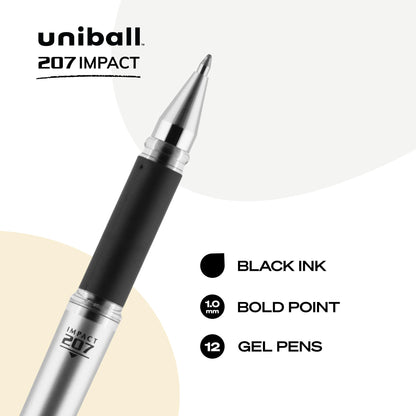 uni-ball Gel Impact Rollerball Gel, Stick Roller Ball Pen Bold-1.0mm, Black Ink (65800)