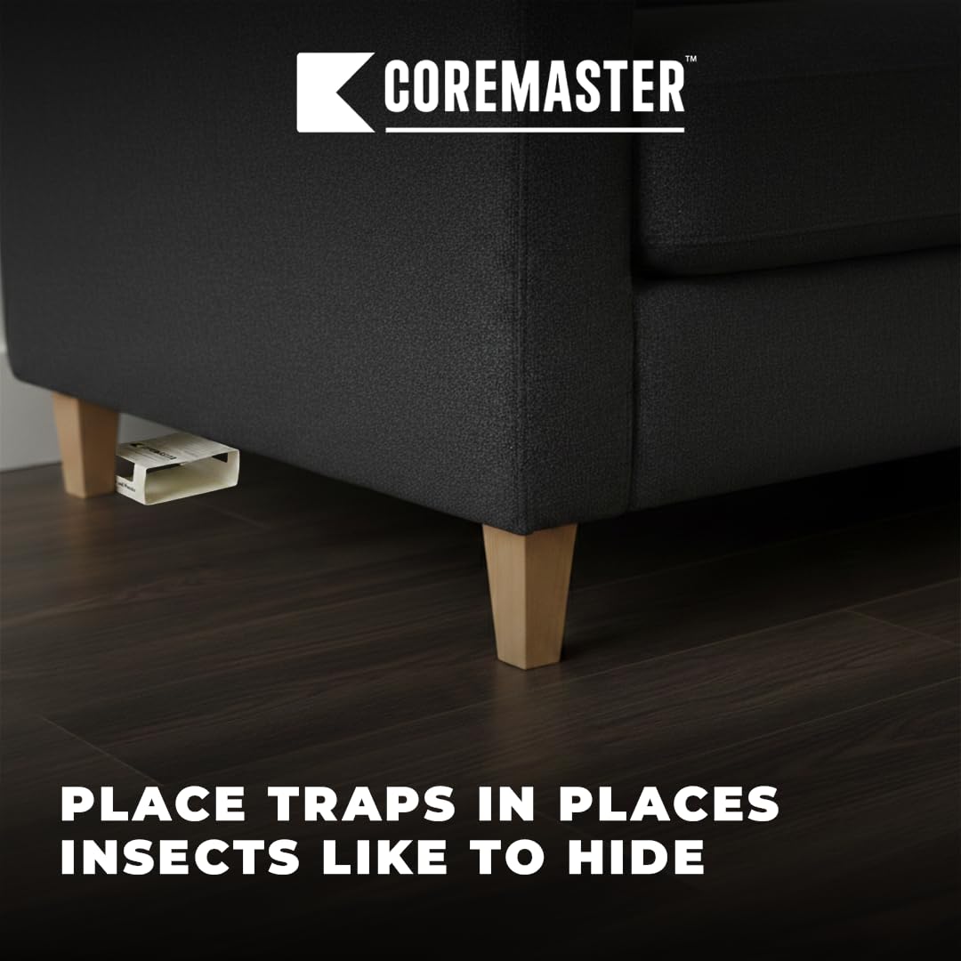 Coremaster Insect Monitor & Traps | Strong Adhesive Boards for Roaches, Ants & Crawling Insects | for Indoor Use i.e Kitchen, Basement,Garage & Storage Areas | Safe, Non-Toxic (24 Boards - 72 Traps)
