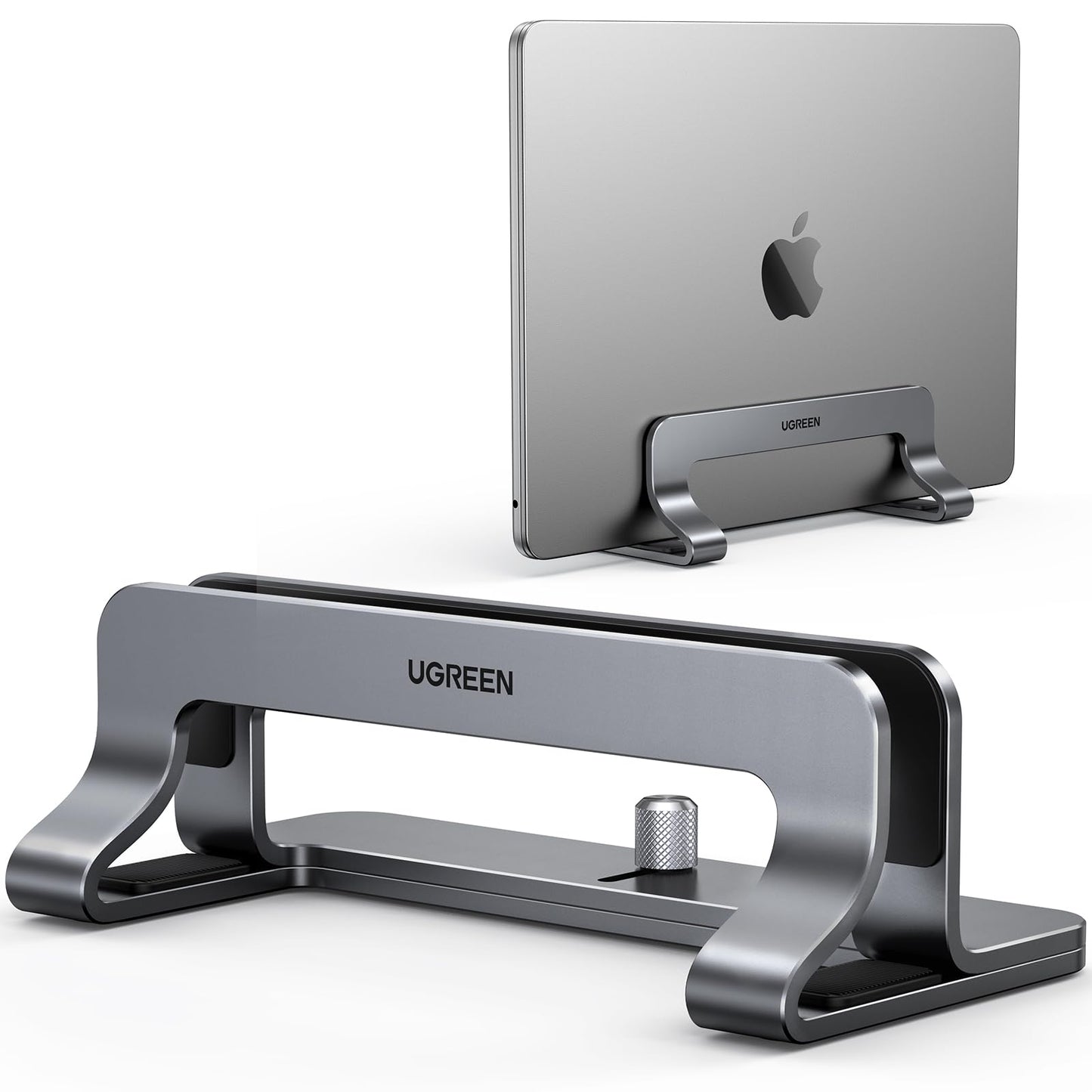 UGREEN Vertical Laptop Stand Holder Mount for Desk, Riser Adjustable Aluminum Compatible with MacBook Pro Air, Ideapad, Surface Book, Chromebook Up to 15.6inch, Grey