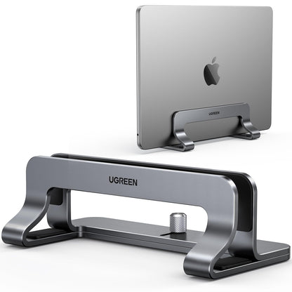 UGREEN Vertical Laptop Stand Holder Mount for Desk, Riser Adjustable Aluminum Compatible with MacBook Pro Air, Ideapad, Surface Book, Chromebook Up to 15.6inch, Grey