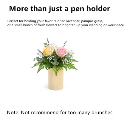 Yopay 12 Pack Wood Pen Holder, 4 Inch Round Pencil Holder for Desk, Unfinished Wooden Pencil Cup Desk Organizer for Makeup Brush, Homemade DIY Crafts, Painter, Home School Office Supplies