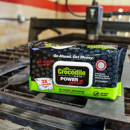 Crocodile Cloth PowerScrub - 80 Dual Surfaced Cloths, 10in X 15in. Large, Moist, Absorbent and Disposable Cleaning Cloths. Safe on Skin and Multiple Surfaces. (6500-080)