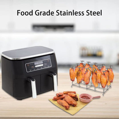 Skewer Stand, Air Fryer Rack Skewer Stand, Detachable Stainless Steel BBQ Skewers Rack Holder, Air Fryer Accessories Skewer Accessory, Compatible with DZ201 Foodi 8 Quart