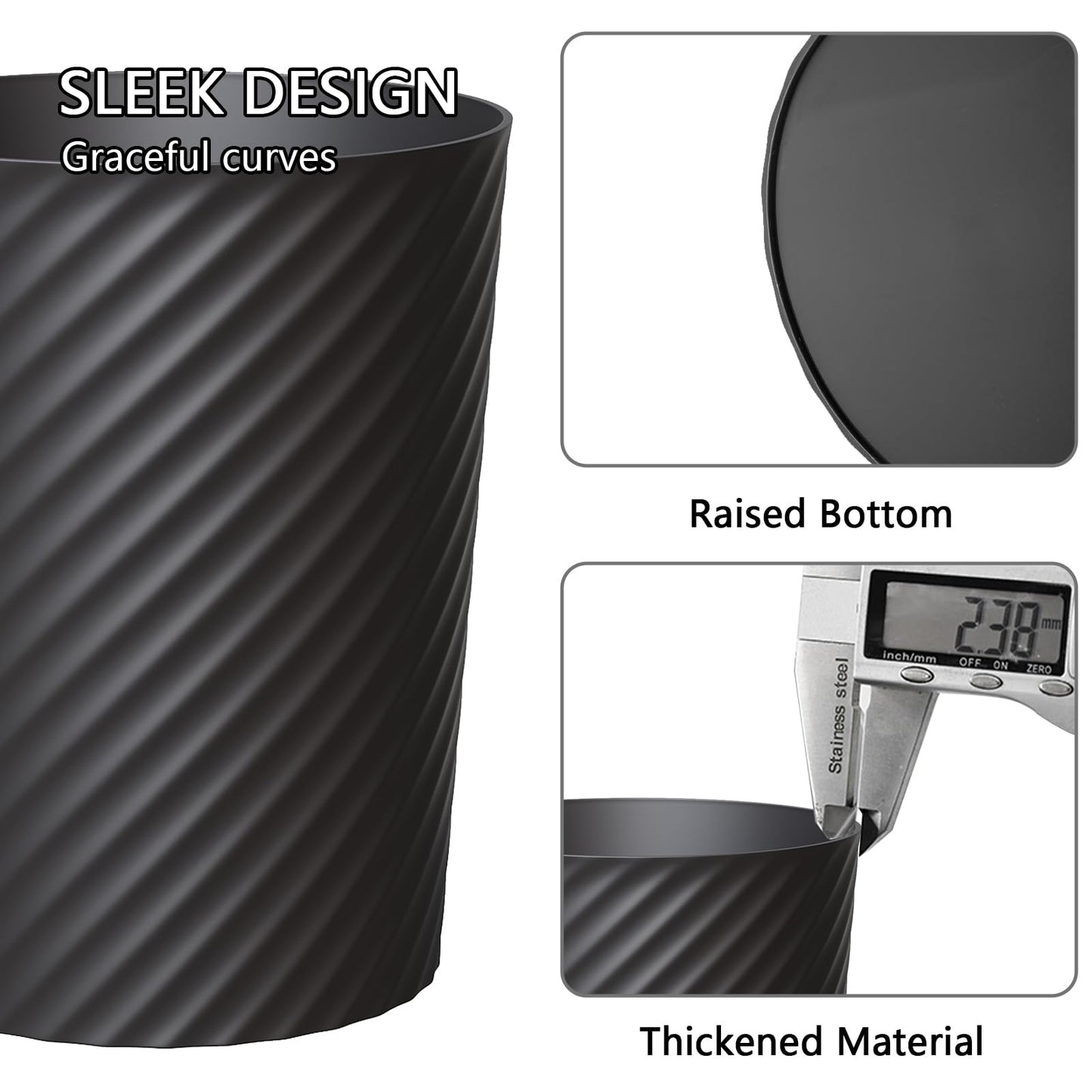 Bathroom Garbage Can 3 Pack 6.8L/1.8 Gallon Small Garbage Can, Round Plastic Trash Can, Slim Waste Basket for Bedroom, Bathroom, Kitchen, Living Room, Office, Car, RV, Fits Under Sink
