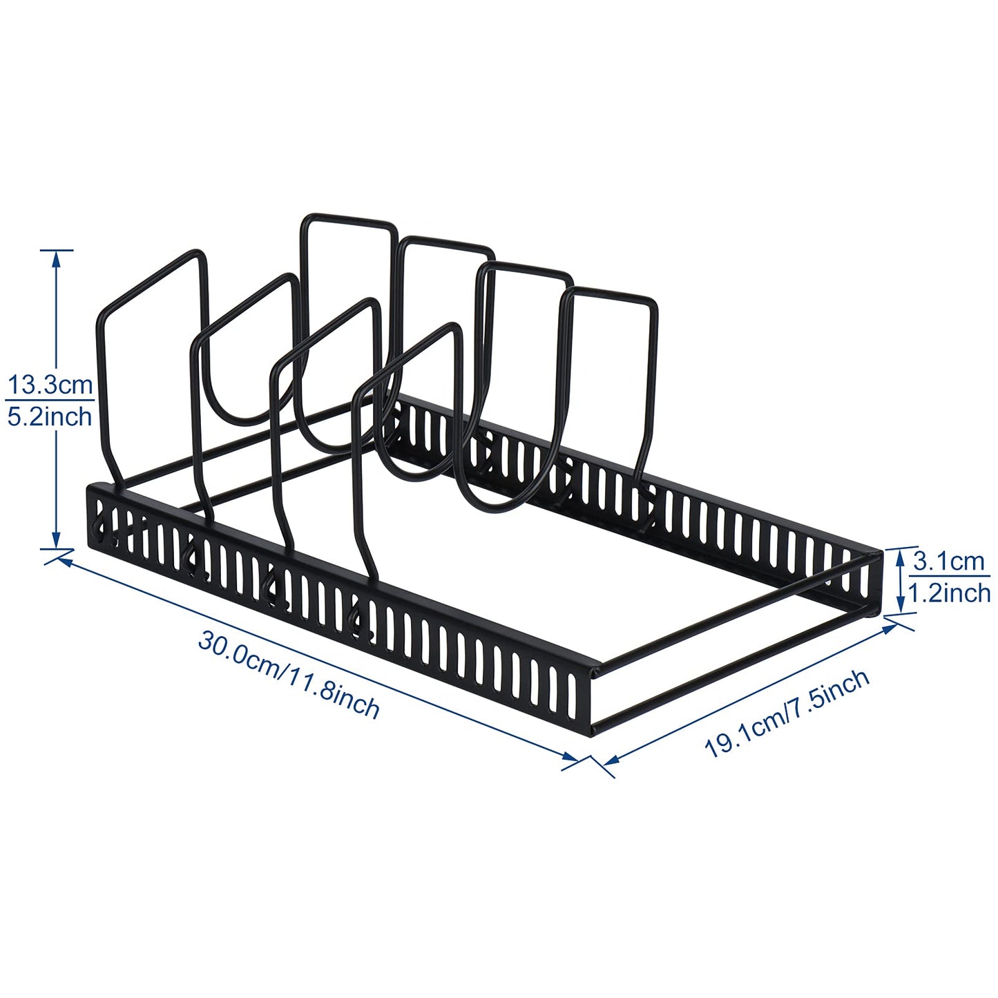 Toplife 7+ Lid Organizer, Adjustable Kitchen Cabinet Organizer for Cutting Boards, Plates, Bakeware, Black