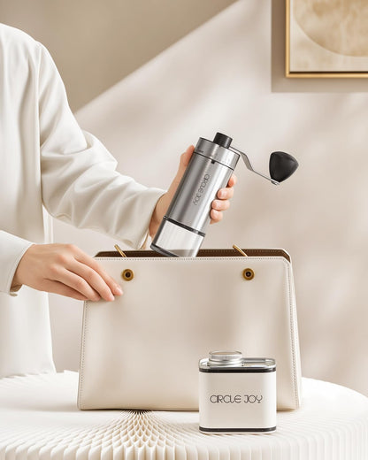 CIRCLE JOY Manual Coffee Grinder with 40 Adjustable Settings, High Precision Stainless Steel Hand Coffee Bean Mill for Aeropress, Espresso, Portable Conical Burr Coffee Grinder for Home, Office