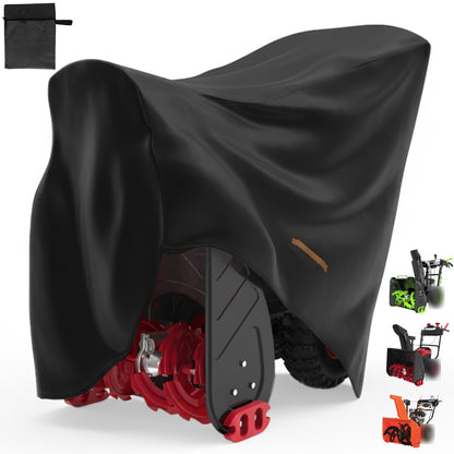 Snow Thrower Cover Waterproof Heavy Duty Oxford Snow Blower Cover with Windproof Buckles and Elastic Cord for Outdoor Electric All Weather Protection (Black, 120 x 81.5 x 101.6 cm)