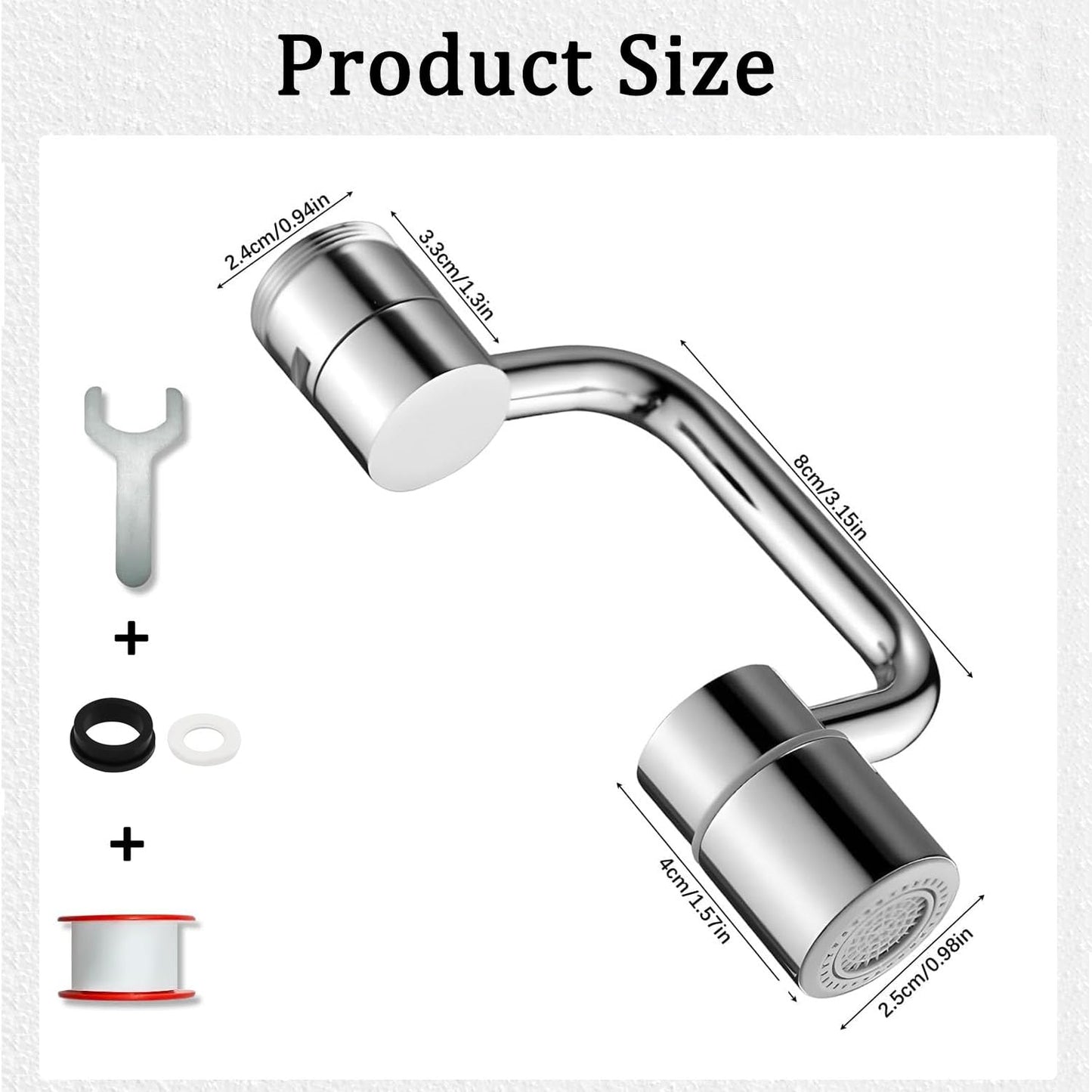 2Pcs 1080° Rotating Faucet Extender Aerator, Big Angle Swivel Extender Sink Attachment, New U Shaped Faucet Aerator for Sink Faucet, 2 Modes Sprayer - Aerator Mode & Rinse Mode