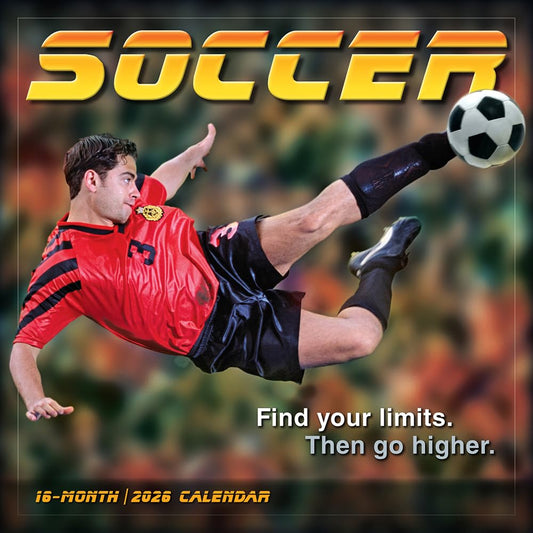 Soccer 2026 Wall Calendar, 16-Months Sports Calendar, 12" x 12"