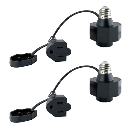 3 in 1 Outlet Light Socket Adapter,E26/E27 Bulb Socket to 3 Prong Outlet with Extension Cord, Flexible Light Socket Converter Suitable for Indoor Outdoor Porch Garage Patio CCTV Camera Use (2)