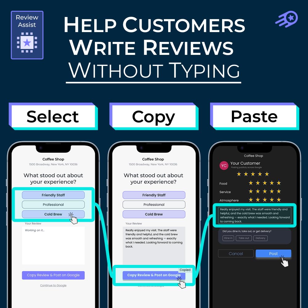 Review Launch Review Tap Card Compatible with Google Review Stand | Boost Online Reviews Google Rank with Fast Zappy NFC Tap QR Code Stand | Works Like a Digital Card tap dot Card (Card, 3 Pack)