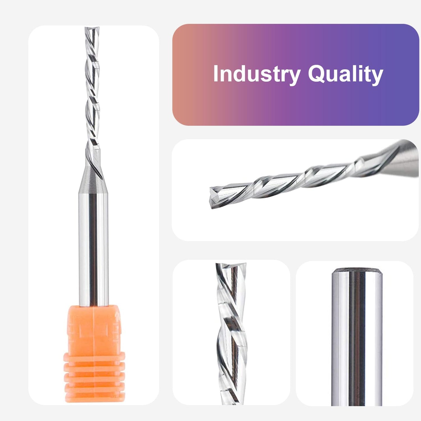 SpeTool Extra Long Spiral Router Bit Down Cut 1/8 inch Cutting Diameter, 1/4 inch Shank 3 inch OVL HRC55 Solid Carbide End Mill for Wood Cut Carving Engrave