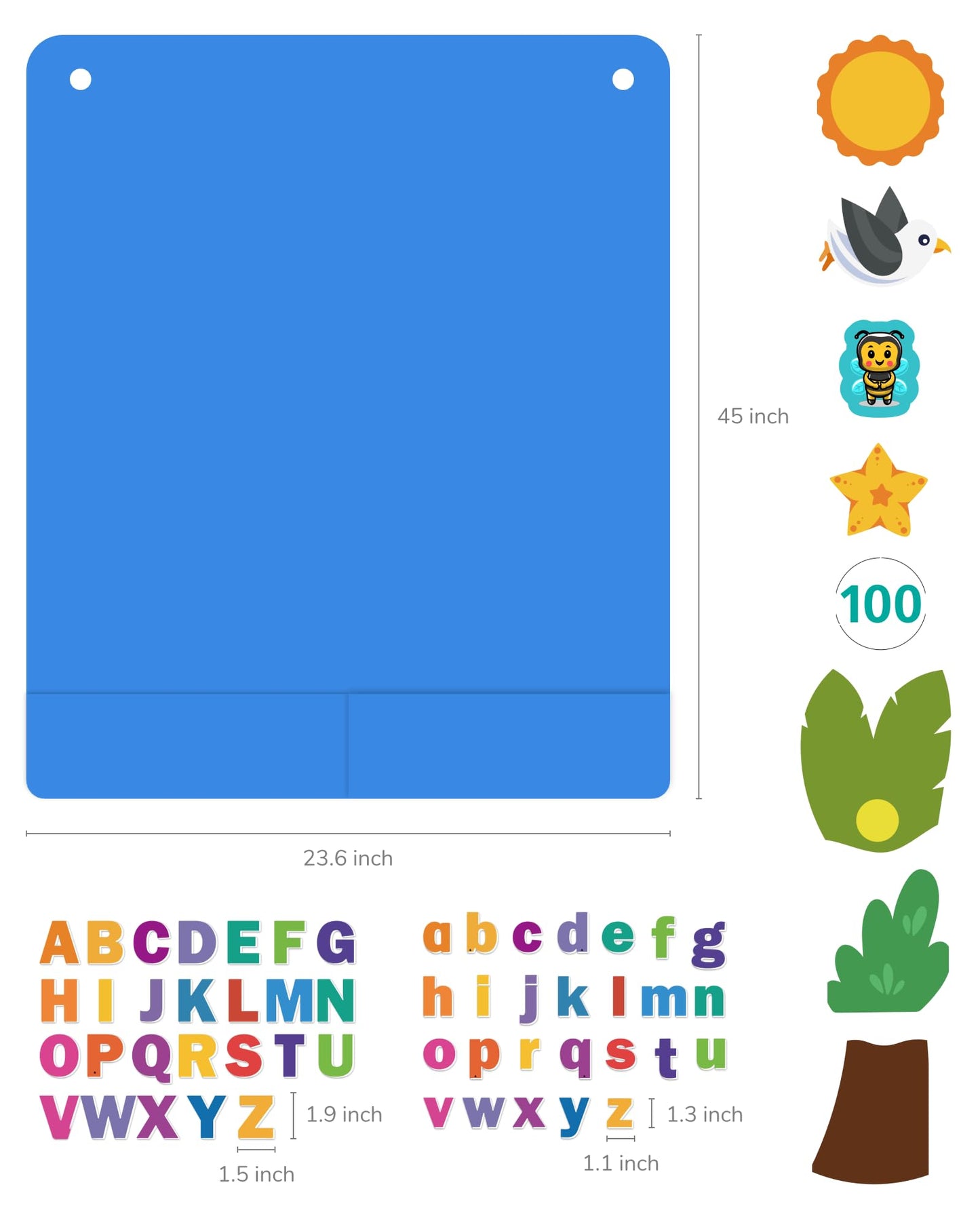 CHEFAN Felt Letter and Number Tree, Coconut Tree Alphabet Game, Felt Story Board Set for Early Education Storytelling, Felt Board for Wall Teaching Home Classroom Play