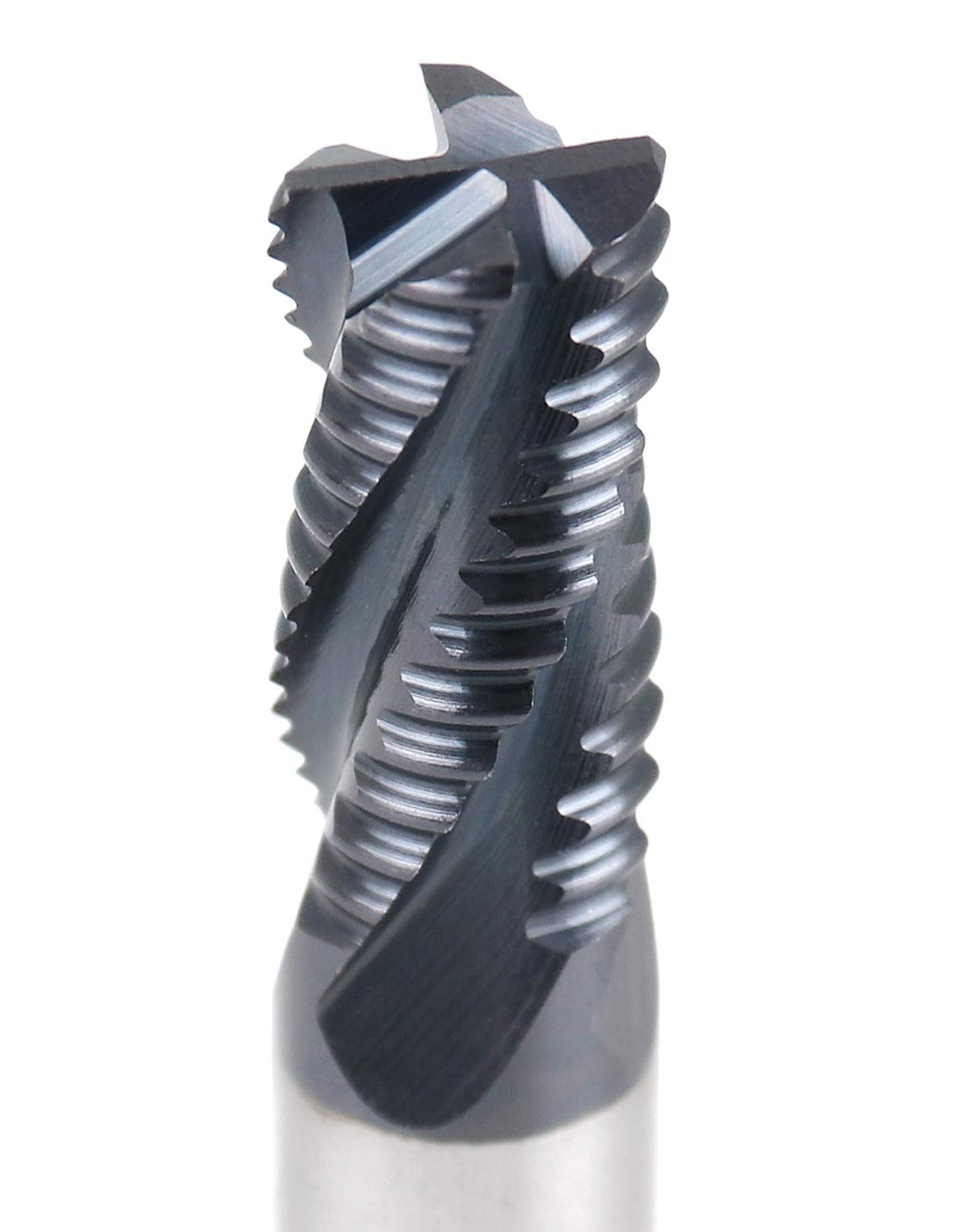 Accusize Industrial Tools 3/8'' Dia by 3/8'' Shk Dia Coarse Tooth M42 8% Cobalt Tialn Roughing End Mill, 3/4'' Flt Length, 2-1/2'' Oal, 1102-0038