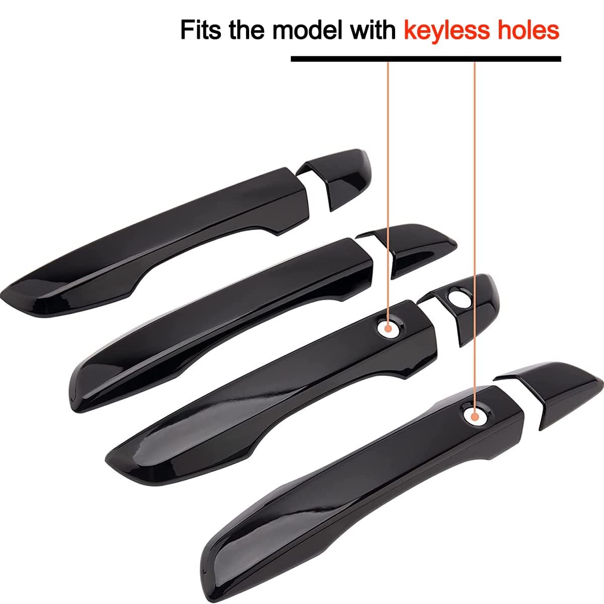 10th Gen Civic Door Handles Cover Exterior Decorative Accessories for Honda Civic 2017 2018 2019 2020 2021 with Smart Keyhole (ABS, Bright Black)