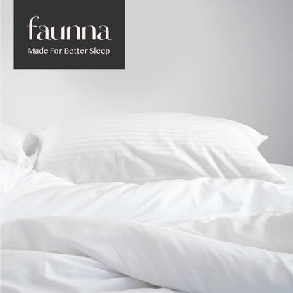 FAUNNA 600TC 100% Cotton Pillow Protectors, Standard Size (20x26), 4 Pack, Oeko-TEX Certified, Hotel Grade Pillow Cover with Silent Zipper, Zip Up Pillow Cases, White