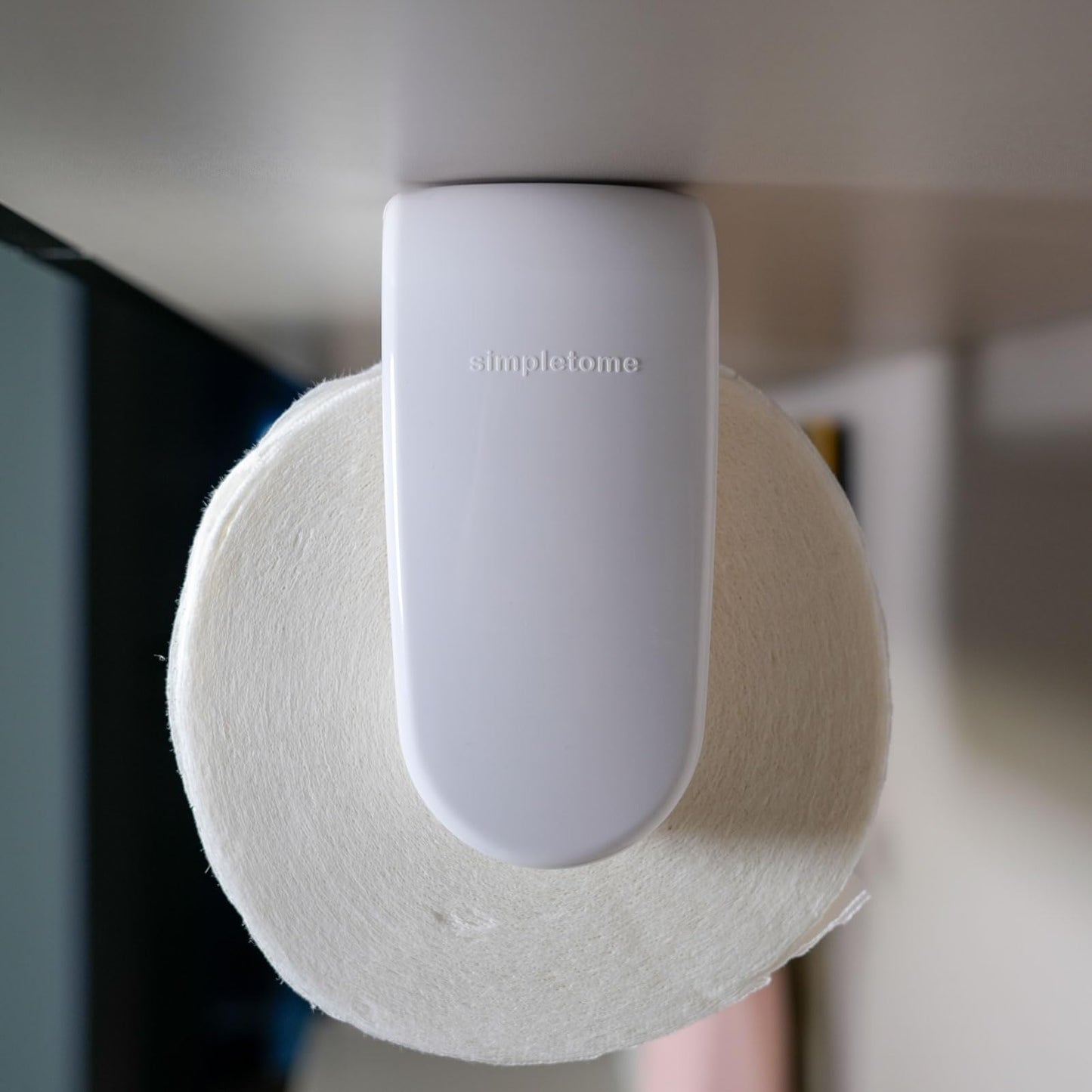 simpletome Paper Towel Holder Under Cabinet or Wall Mount ONE Hand Operation Tension Arm Kitchen Roll Holder (White, for 24-28cm/9.4-11inches roll)