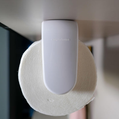 simpletome Paper Towel Holder Under Cabinet or Wall Mount ONE Hand Operation Tension Arm Kitchen Roll Holder (White, for 24-28cm/9.4-11inches roll)