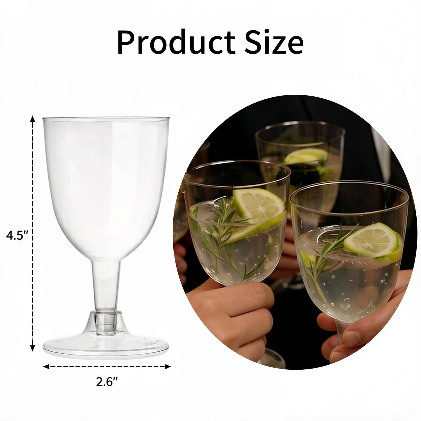 ZENFUN 75 Pcs Plastic Wine Glasses, 5 Oz Clear Disposable Champagne Glasses with Stem, Sturdy & Reusable Plastic Goblets for Weddings, Birthdays, Wine Tasting, Bridal Shower