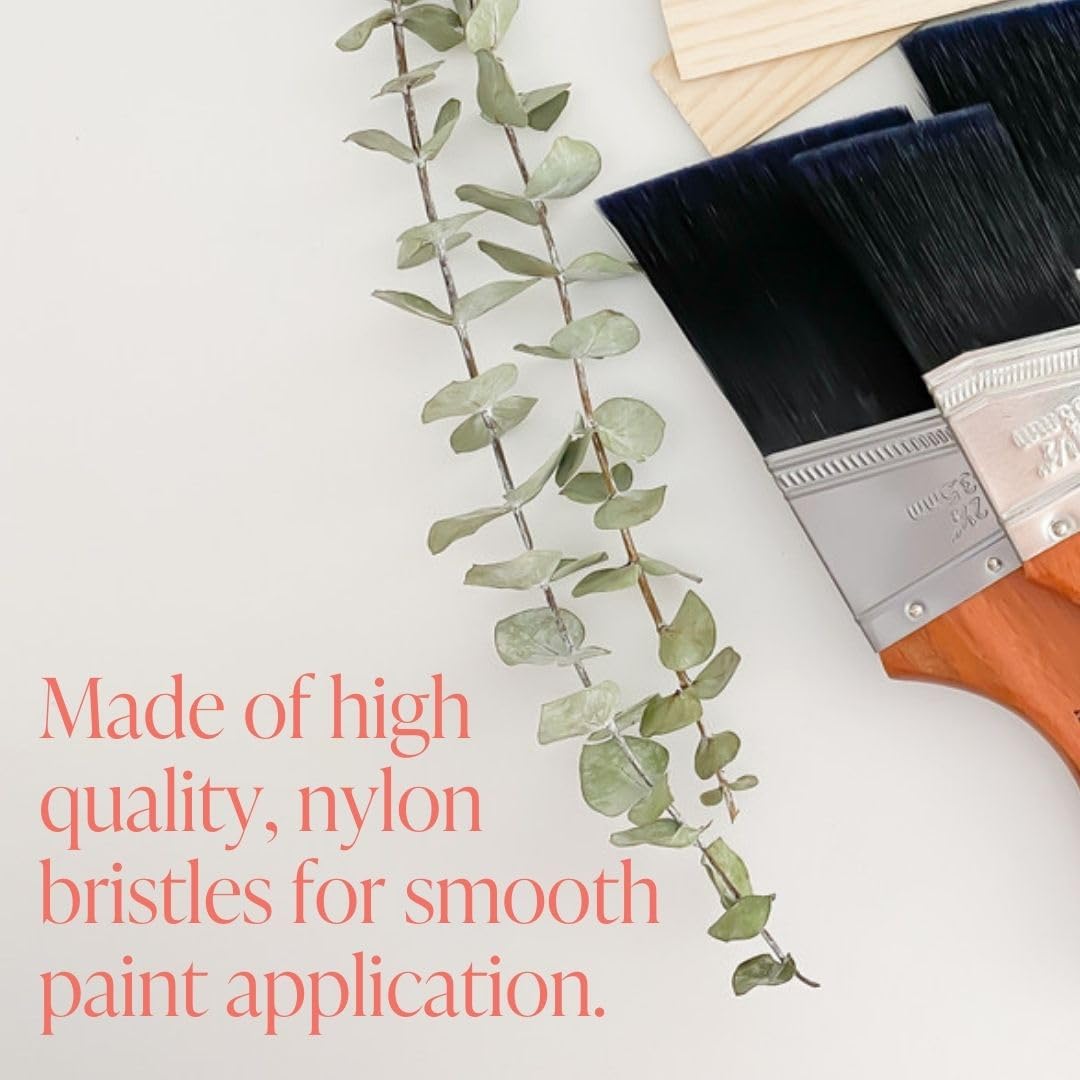 Country Chic Paint Brush - Short-Handle with Synthetic Angled Bristles for Smooth Furniture Paint Application with Minimal Brush Strokes, No Shedding, Vegan - Best for Water-Based Paint - 2.5"