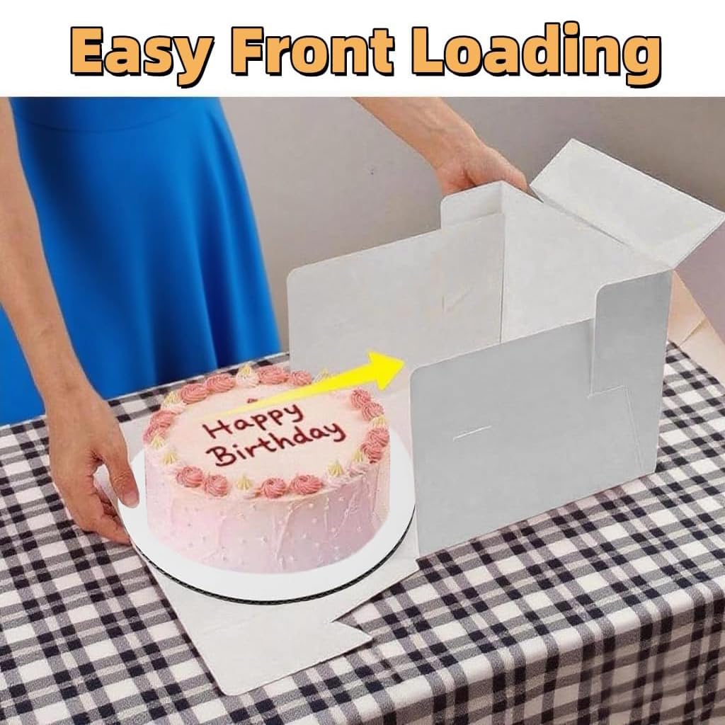 10 Pack Cake Boxes, 10x10x8 Inches Tall Cake Box with Boards, White Bakery Boxes with Window, Disposable Cake Containers for Cake, Donuts, Pies, Cookies, Wedding, Birthday, Party (White - 10 Pack)