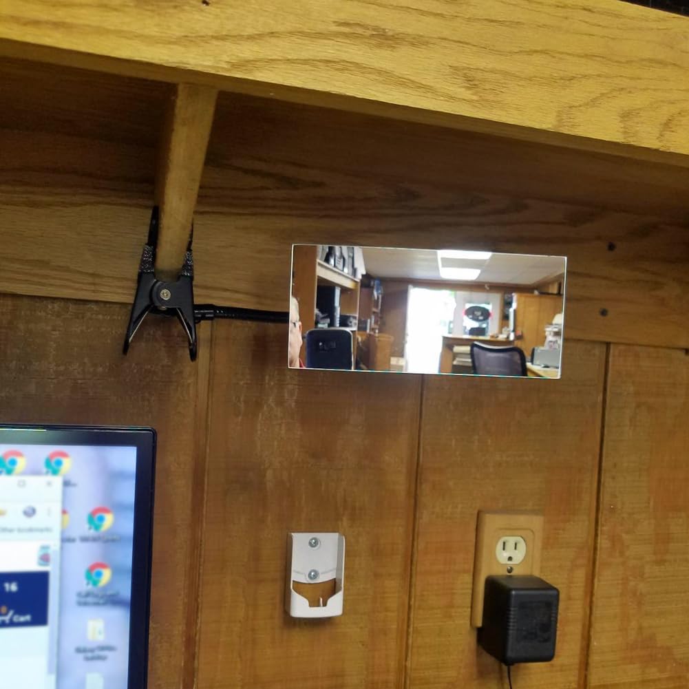 Clip On Security Mirror, Ampper Convex Cubicle Mirror for Personal Safety and Security Desk Rear View Monitors or Anywhere (6.69" x 2.95", Rectangle)