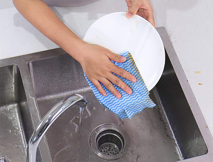 UKEENOR Disposable Dish Cloth Roll, J Cloths, Reusable Cleaning Cloth 200 Count Disposable Heavy Duty Dish Towels Reusable Kitchen J Cloth Quick-Dry 4 Rolls Blue