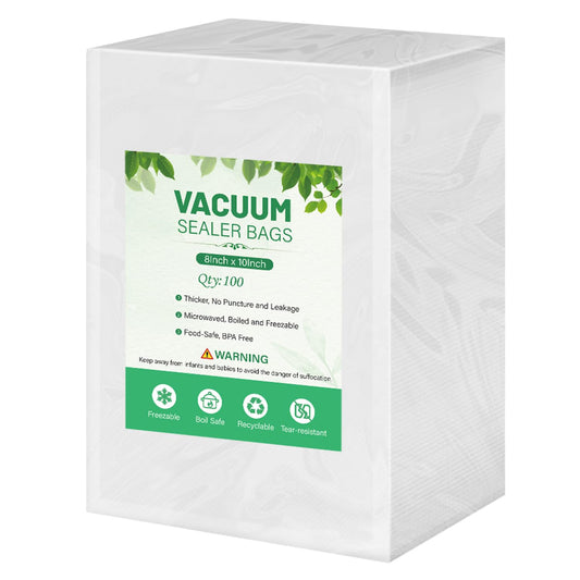 100 Quart Size 8x10 Inch Vacuum Sealer Bags for Food, Compatible with All Types Vacuum Sealer, BPA Free