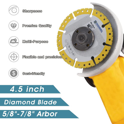 HIGHDRIL Diamond Metal Cutting Blade - 115mm/ 4.5inch Heavy Duty All-Purpose Cutting Disc for Rebar Sheet Metal Angle Iron Stainless Steel Granite Marble