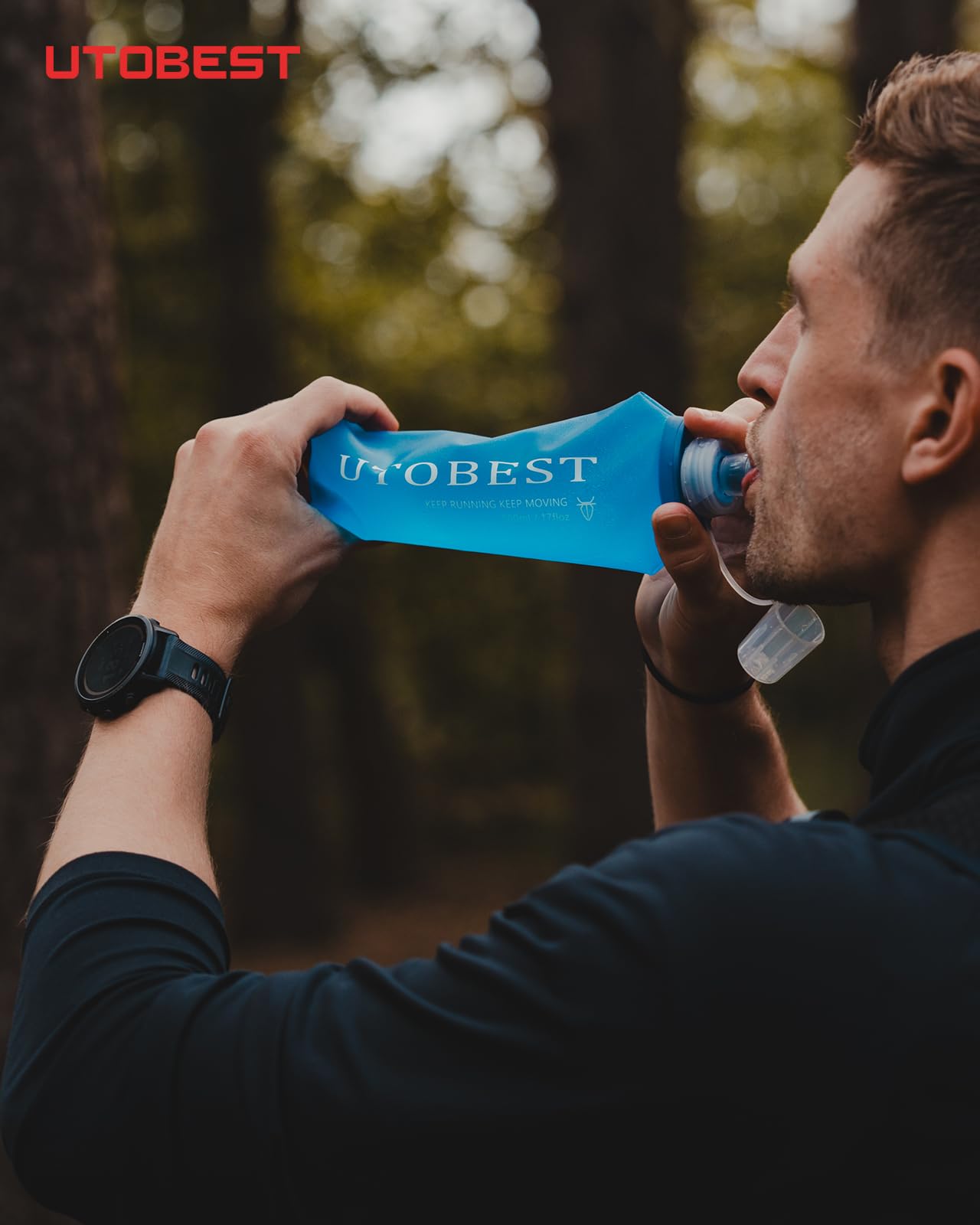 UTOBEST Soft Flask Running Water Bottle Collapsible Water Bottle for Trail Running Hydration Pack Hiking Cycling Climbing 500 ML