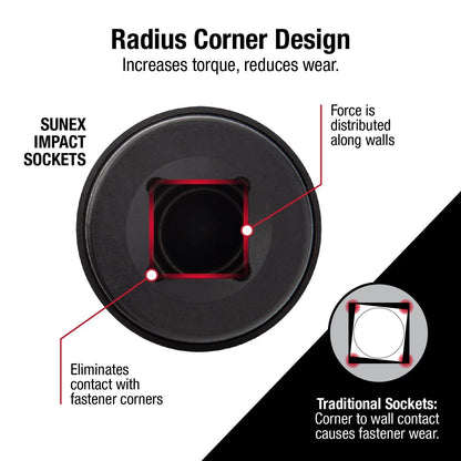 Sunex 5303, 1 Inch Drive, 1" Female x 3/4" Male Impact Adapter, Cr-Mo Steel, Ball Detent, Tapered Square End, Meets ANSI Standards