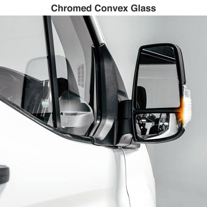 Algrix Passenger Side Lower Mirror Glass Replacement for Ford Transit 150 250 350 MK8 from 2014 to 2025, Right Towing Mirrors Convex Chromed Glass with Rear Mounting Backplate, Replaces BK3Z17K707A