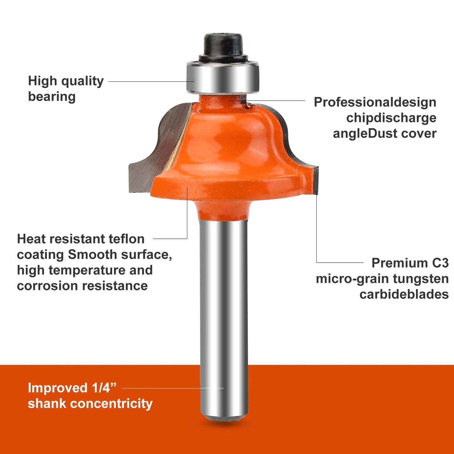 Yueqing Zhongji 1/4 Shank Router Bit Router bits 1/4 Shank-6.35MM Shank 12 Piece Router bit Set Tungsten Carbide Router Bit Professional Level Router bits 1/4 Shank Set ﻿