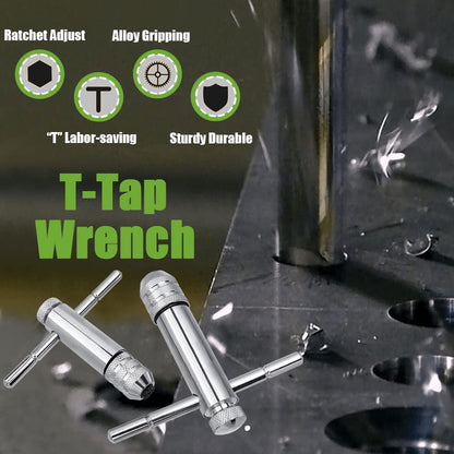 Bestgle 2 Pcs Ratcheting T-Handle Tap Holder Wrench Adjustable Ratchet Wrench Set for M3-M8 / M5-M12 Metric Screw Taps