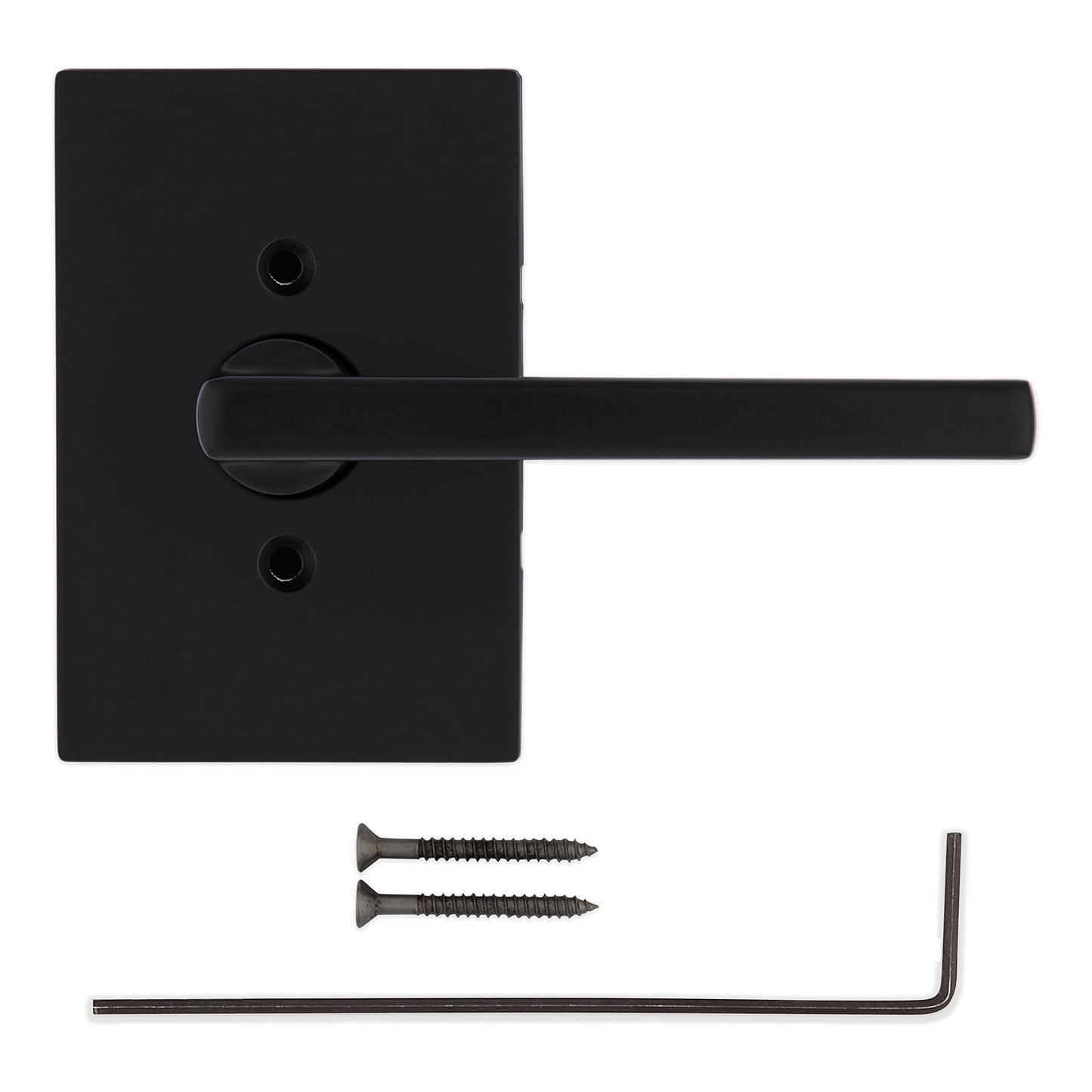 Kwikset Halifax Dummy Door Handle, Single Sided Lever for Closets, French Double Doors, and Pantry, Matte Black Non-Turning Reversible Interior Push/Pull Lever, with Microban Protection