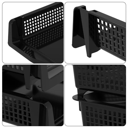 Vcansay 6 Tier Plastic A4 Size Document Trays, Office Stackable Letter Paper File Trays, Black