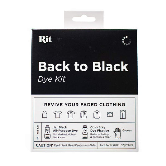 Rit Dye Back to Black Kit – Includes Jet Black All Purpose Dye, ColorStay Dye Fixative, & Gloves – Restore Faded Fabrics