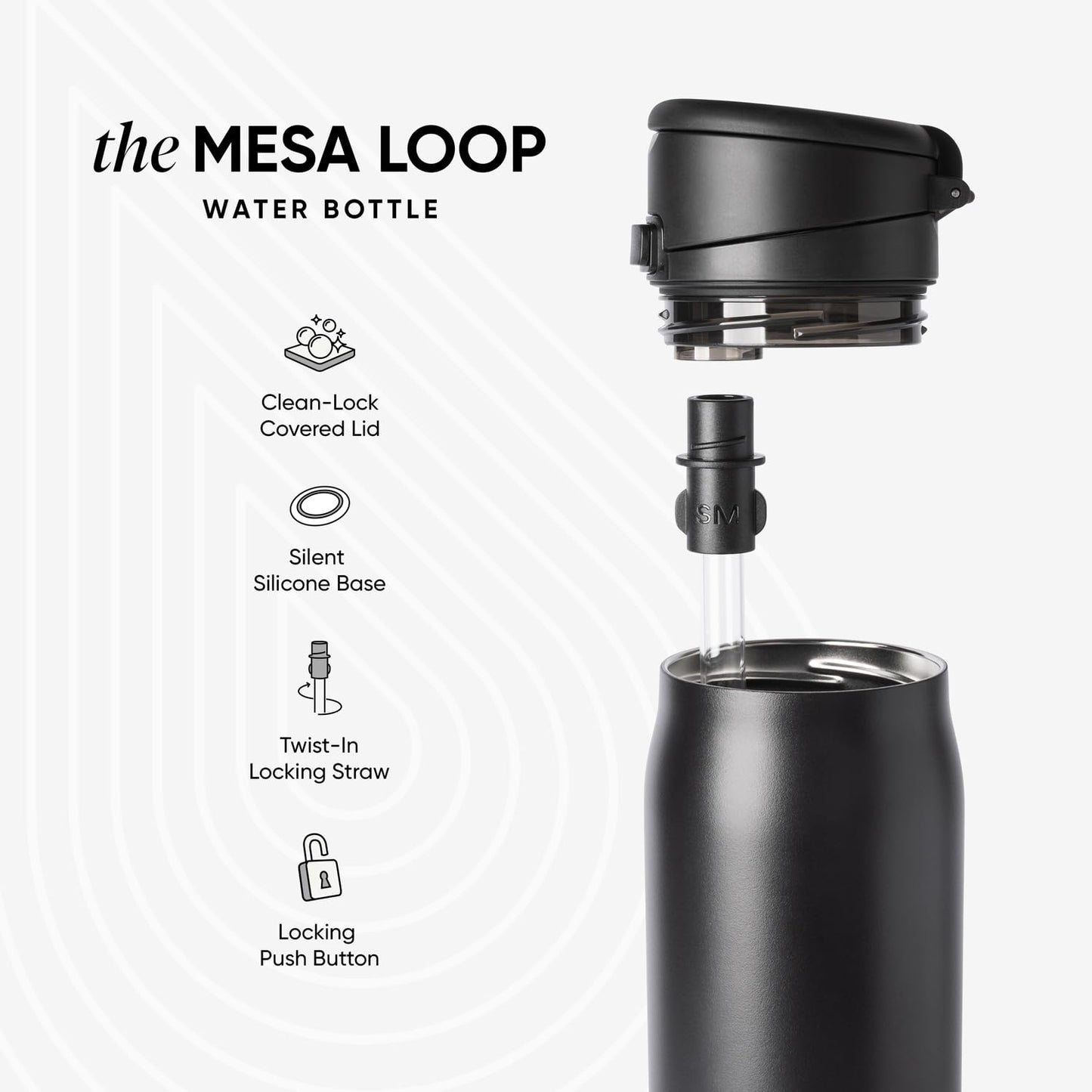 Simple Modern Mesa Loop Water Bottle with Straw | 24oz Cup Holder Friendly Insulated Stainless Steel Bottles for Travel, Sports and School | Velvet Pink