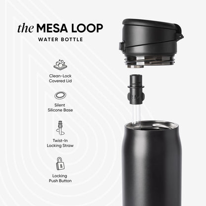 Simple Modern Mesa Loop Water Bottle with Straw | 24oz Cup Holder Friendly Insulated Stainless Steel Bottles for Travel, Sports and School | Velvet Pink