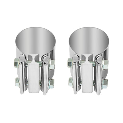 2.5 Inch 2 1/2 Butt Joint Exhaust Band Clamp Sleeve Stainless Steel 2pcs