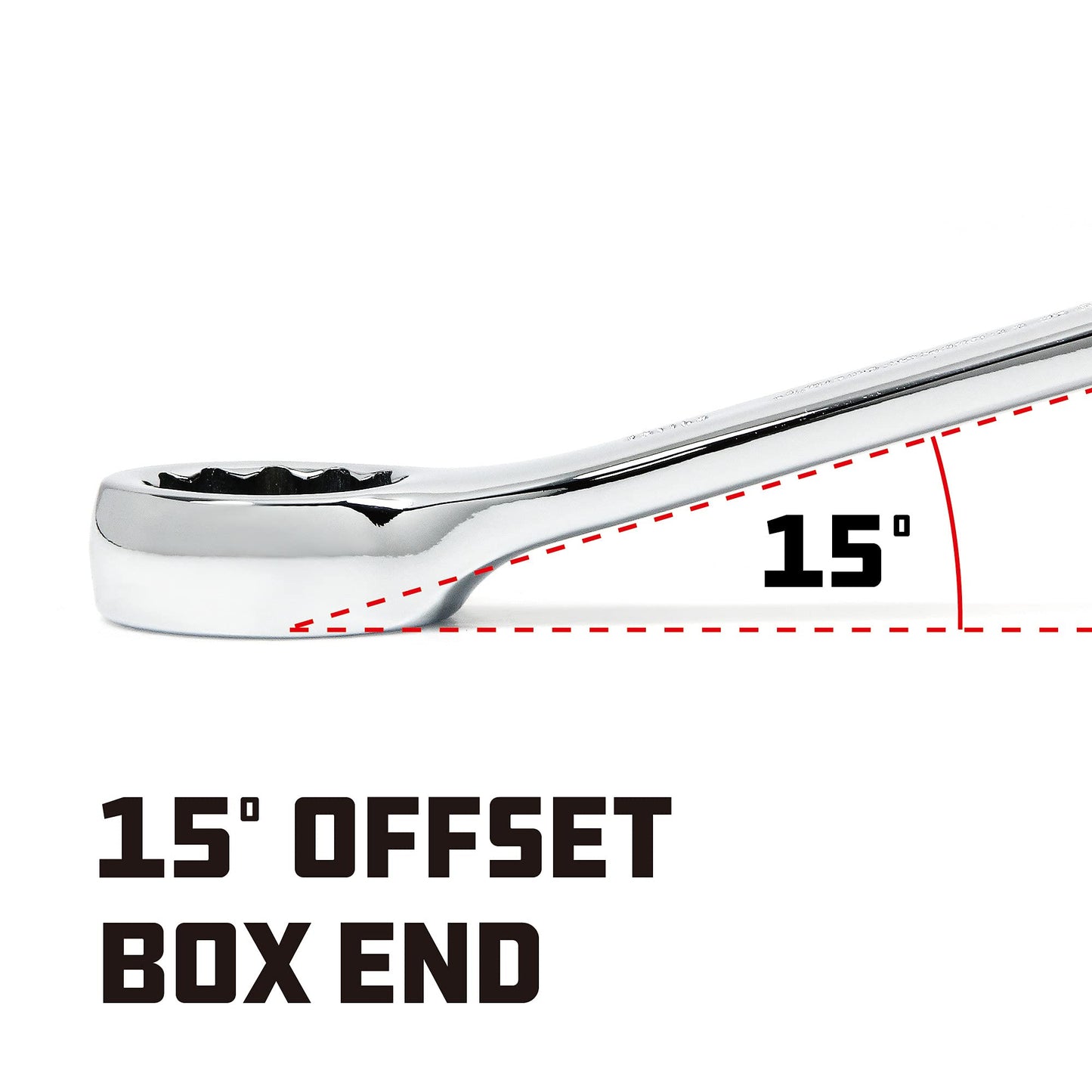 Powerbuilt 30mm Metric Combination Wrench, 12 Point Double Ended Box and Open End, 15 Degree Offset Polished 644134