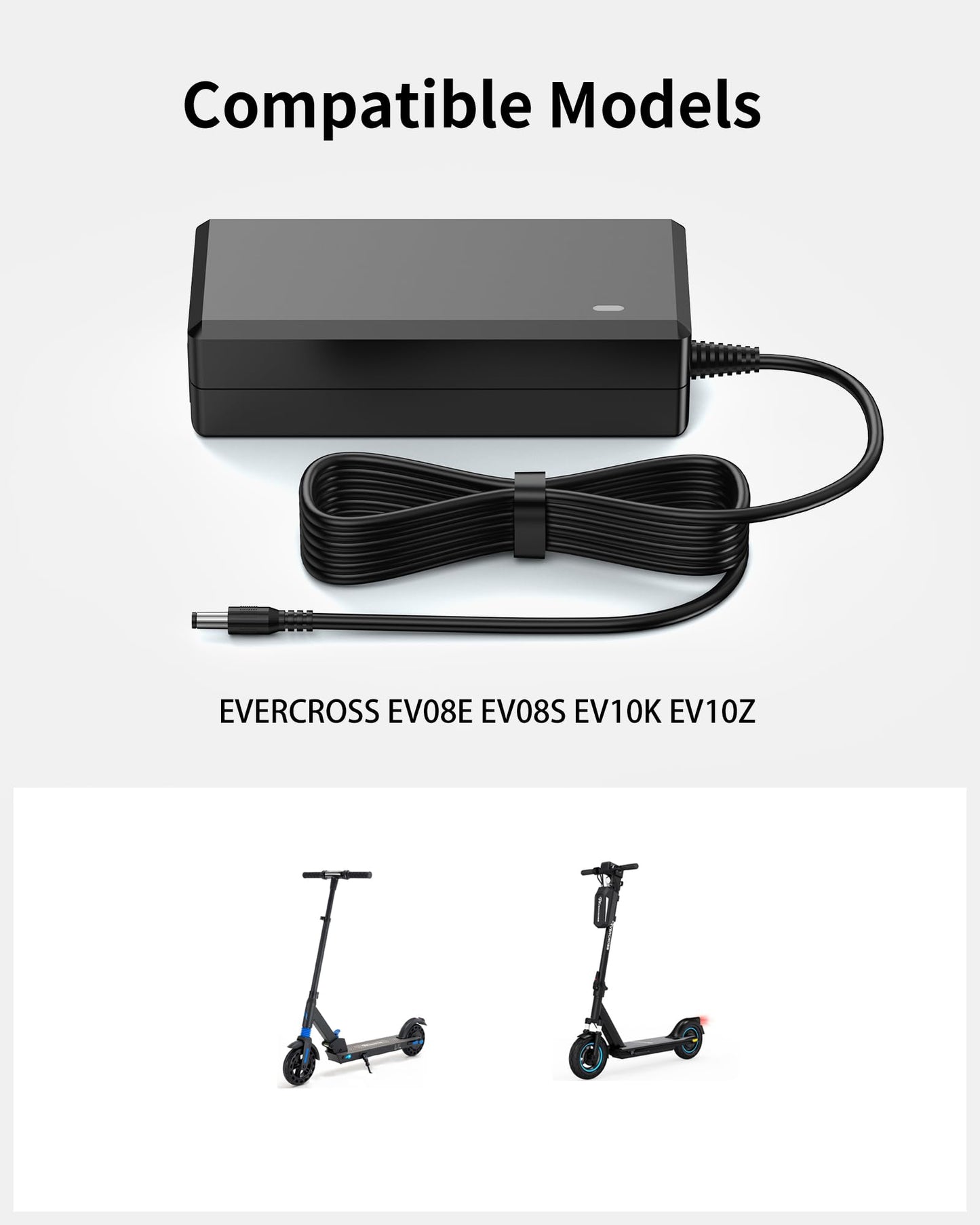 VHBW 42V 2A Electric Scooter Charger for EVERCROSS EV08E EV08S EV10K EV10Z, 9.8FT Power Cord, Compatible with Evercross Scooters