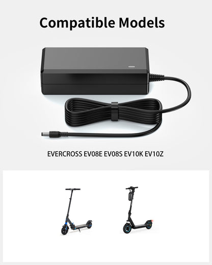 VHBW 42V 2A Electric Scooter Charger for EVERCROSS EV08E EV08S EV10K EV10Z, 9.8FT Power Cord, Compatible with Evercross Scooters
