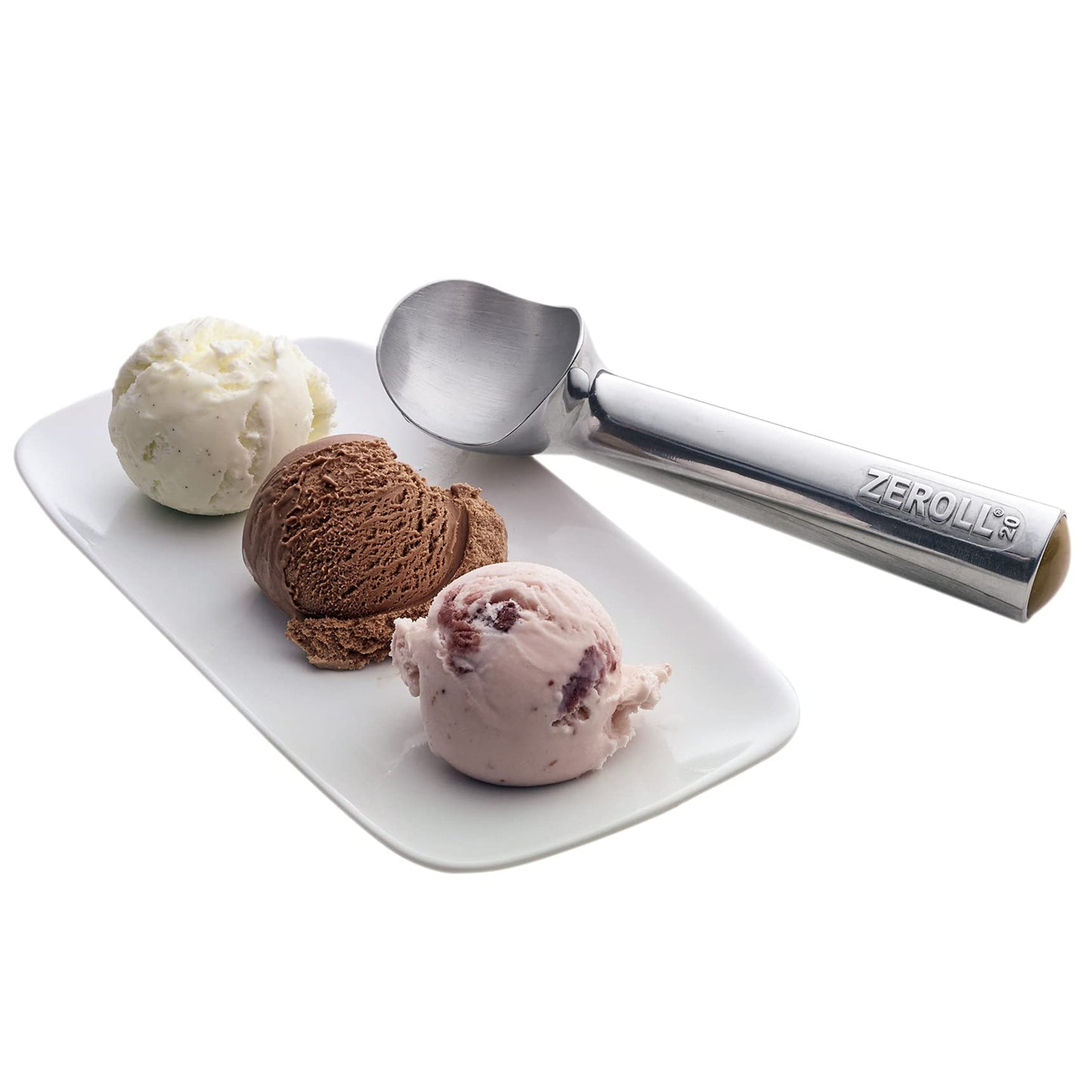 Zeroll 1020 Original Ice Cream Easy Scoop with Unique Liquid Filled Heat Conductive Handle Simple One Piece Aluminum Design Easy Release 40 Scoops per Gallon Made in USA, 2-Ounce, Silver