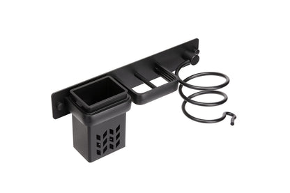 YUET Hair Dryer Holder,Hairdryer Station Accessories Organiser Wall Mounted Shelf Bracket Stand Hanger Straightener Blow Storage with Holes Rack Plug Hook For Bathroom Aluminum Black
