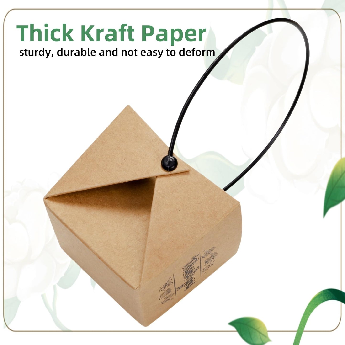Covzoe 100 Pack Succulent Wraps Bags, Thank You Succulent Gift Box with Handles, Fits 2 Inch Pots, Waterproof Kraft Paper Party Favors for Guests Plants Wedding Decoration