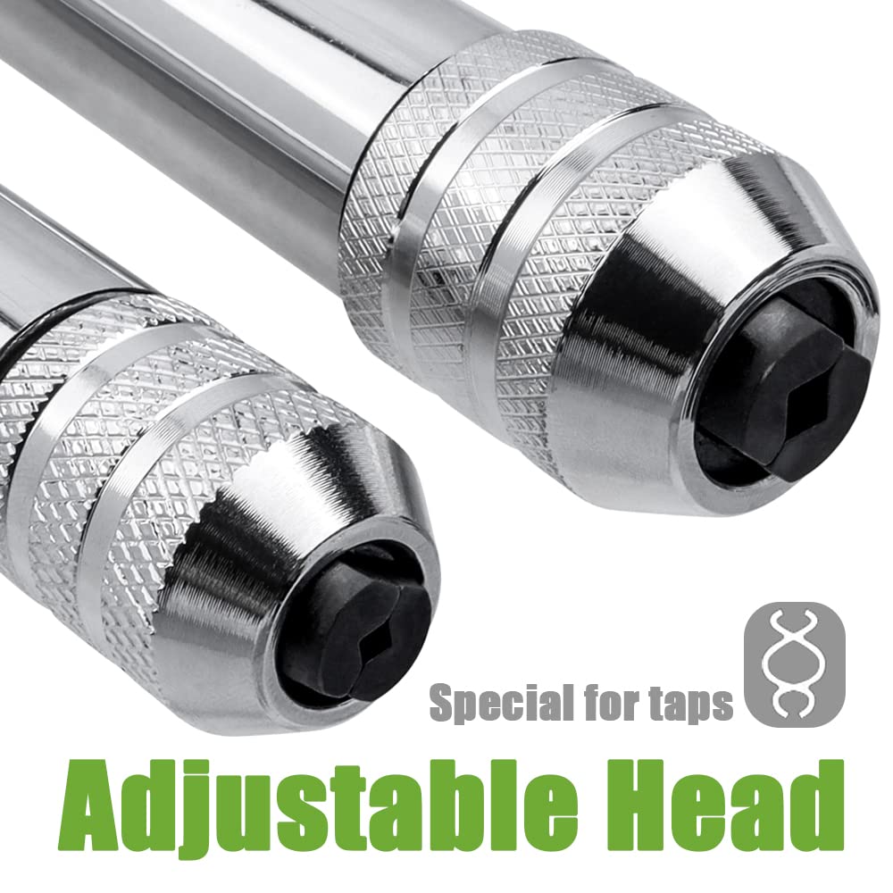 Bestgle 2 Pcs Ratcheting T-Handle Tap Holder Wrench Adjustable Ratchet Wrench Set for M3-M8 / M5-M12 Metric Screw Taps